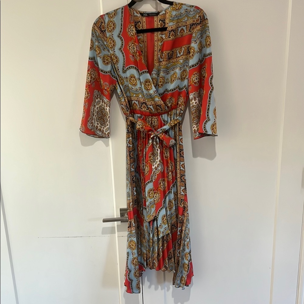 Zara small Moroccan red patterned colorful unique flowing Dress